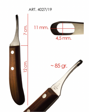 Icar hoefmes abcess houten handvat - 11 mm. Long Loop